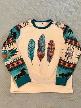 Women’s Western Theme Sweatshirt, Size Small